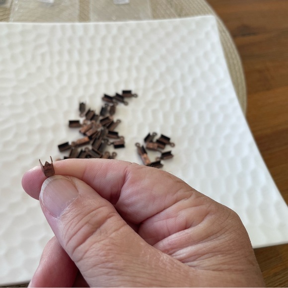 45 Fold Over Cord End Findings in Antique Copper Tone for Jewelry Craft Making - Picture 6 of 6